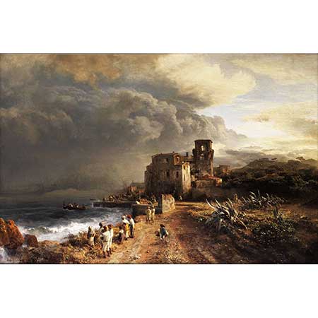 Oswald Achenbach Deniz Kenarında Bulutlar