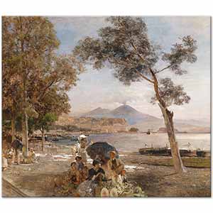 Oswald Achenbach Napoli'de Günbatımı