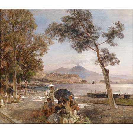 Oswald Achenbach Napoli'de Günbatımı