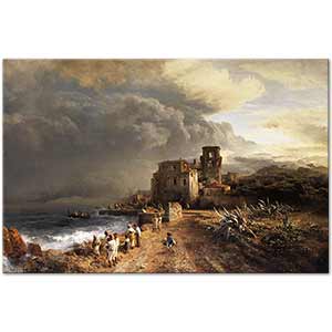 Oswald Achenbach Deniz Kenarında Bulutlar
