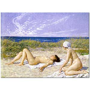 Paul Gustav Fischer Sahilde Güneşlenenler