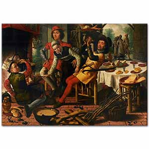 Pieter Aertsen Şömine Önünde Köylüler