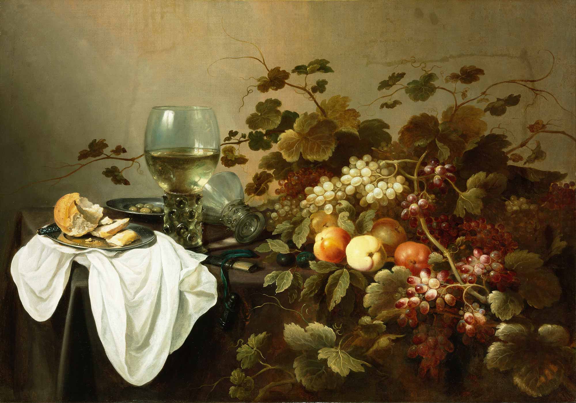 Pieter Claesz Meyve ve Rom ile Natürmort