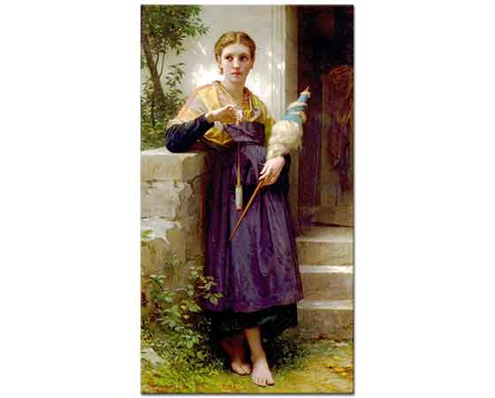 William Adolphe Bouguereau ip Eğiren Kız