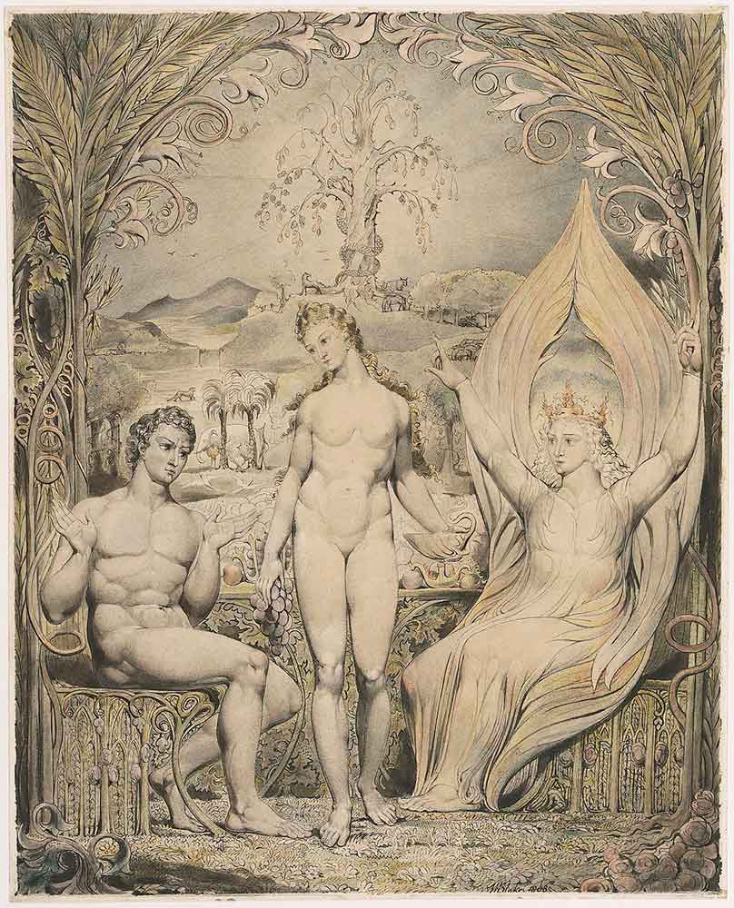 William Blake Başmelek Raphael Adem ve Havva ile