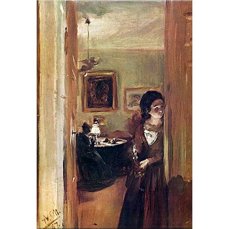 Adolph von Menzel Kızkardeşi ile Oturma Odasında