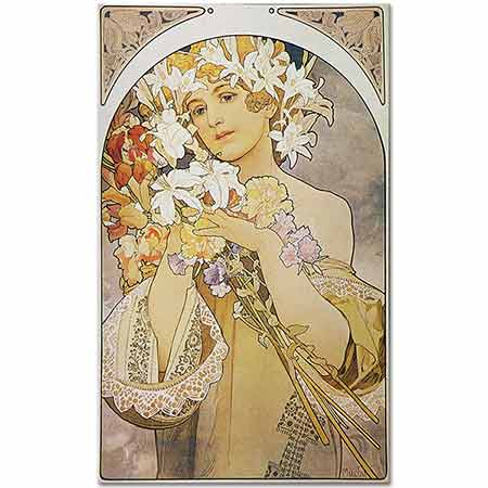 Alphonse Mucha Çiçekli Kadın