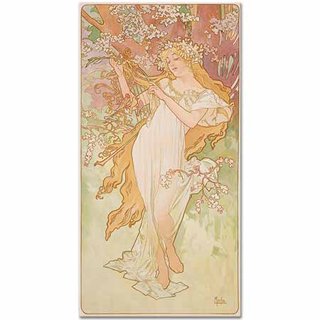 Alphonse Mucha İlkbahar Mevsimler Serisi 01