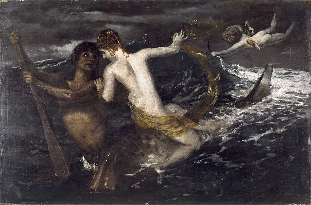 Arnold Böcklin Sırtında Bir Su Perisi Taşıyan Triton