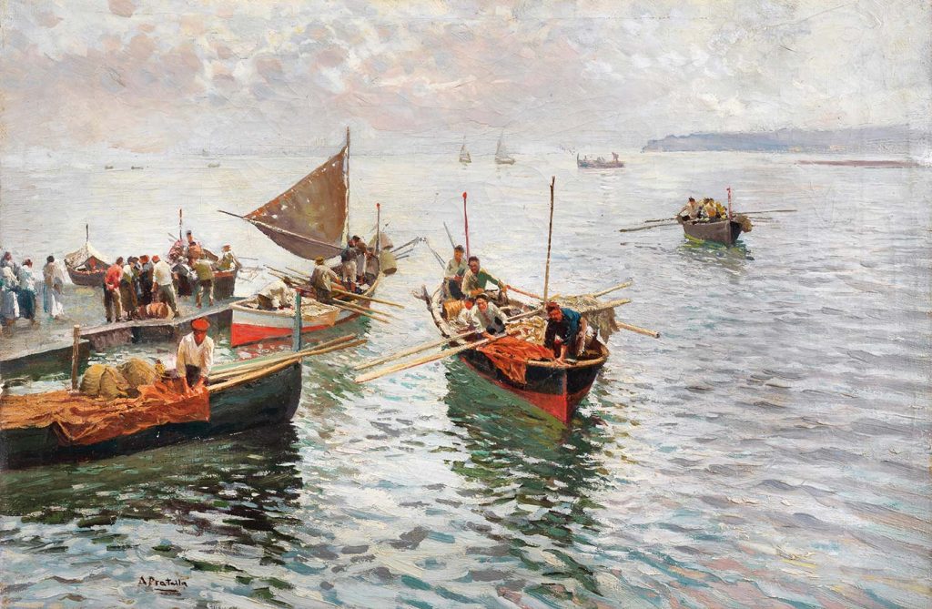 Attilio Pratella Napoli Limanında Balıkçılar