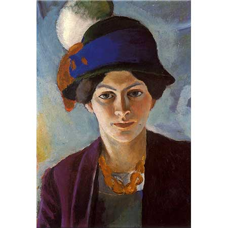 August Macke Eşinin Şapkalı Portresi