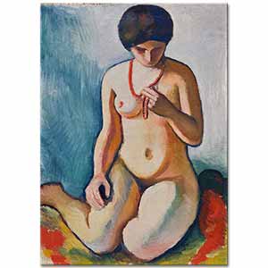August Macke Mercan Kolyeli Nü