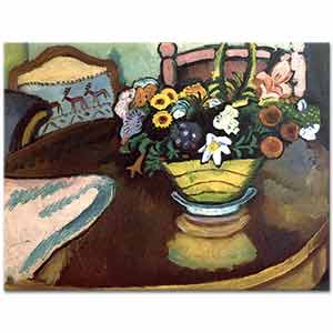 August Macke Minder ve Çiçekli Natürmort