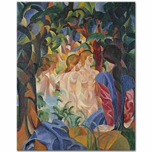 August Macke Şehir ve Yıkanan Kızlar