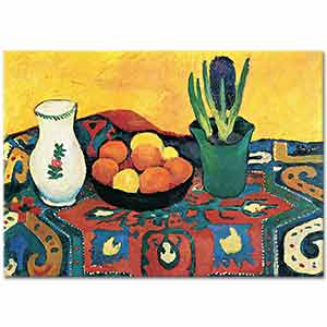 August Macke Sümbül ve Halılı Natürmort