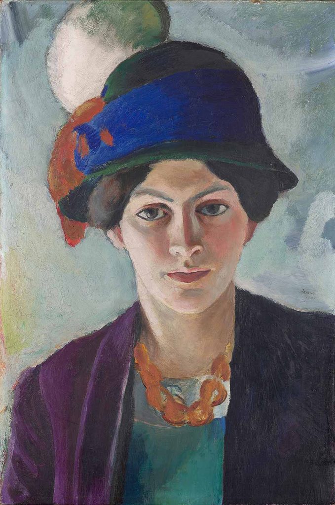 August Macke Eşinin Şapkalı Portresi