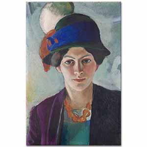 August Macke Eşinin Şapkalı Portresi