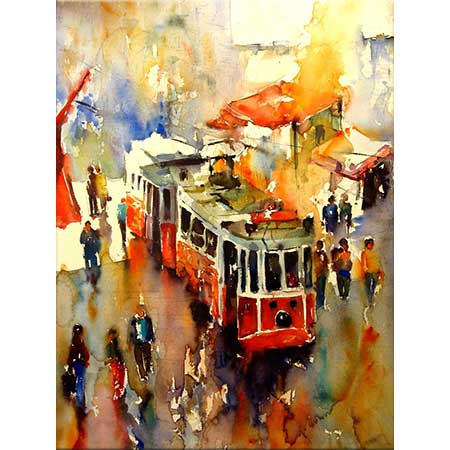 Burhan Özer İstiklal Caddesinde Tramvay