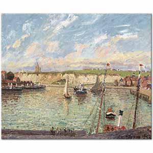 Camille Pissarro Tekne ve Yelkenliler Öğle Sonrası Dieppe Limanı