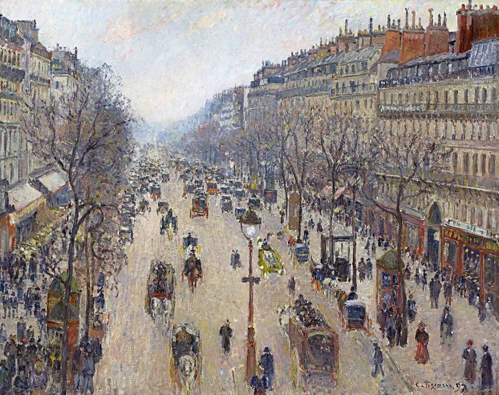 Camille Pissarro Montmartre Bulvarında Sabah, Bulutlu Hava