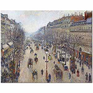 Camille Pissarro Montmartre Bulvarında Sabah, Bulutlu Hava