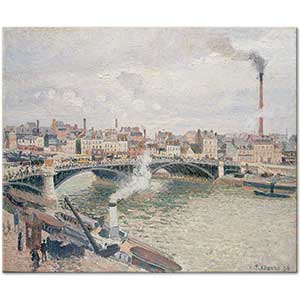 Camille Pissarro Sen Nehrinde Köprü (Rouen'de Bulutlu Bir Sabah Günü)