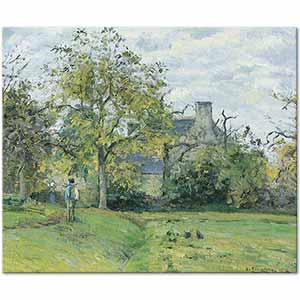 Camille Pissarro Yeşillikler İçinde Piette'in Montfoucault'daki Evi