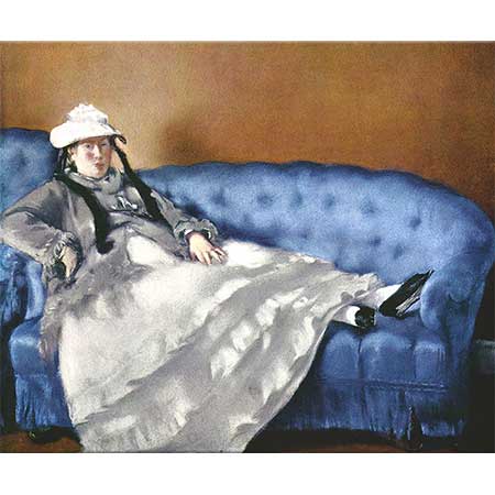 Edouard Manet Bayan Manet Mavi Koltukta