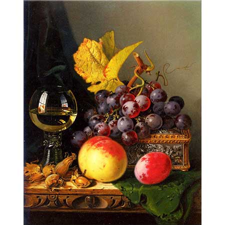 Edward Ladell Şarap Bardaklı Natürmort