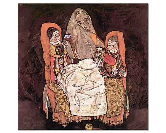 Egon Schiele iki Çocuğu ile Anne