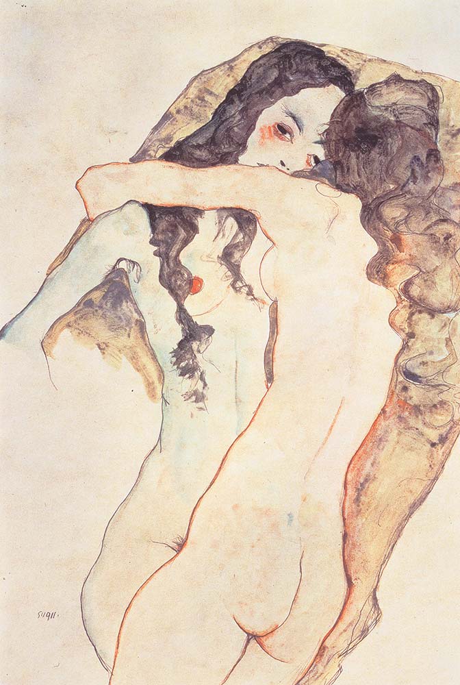 Egon Schiele Kucaklaşan iki Kadın