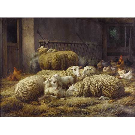 Eugene Remy Maes Koyunlar ve Tavuklar
