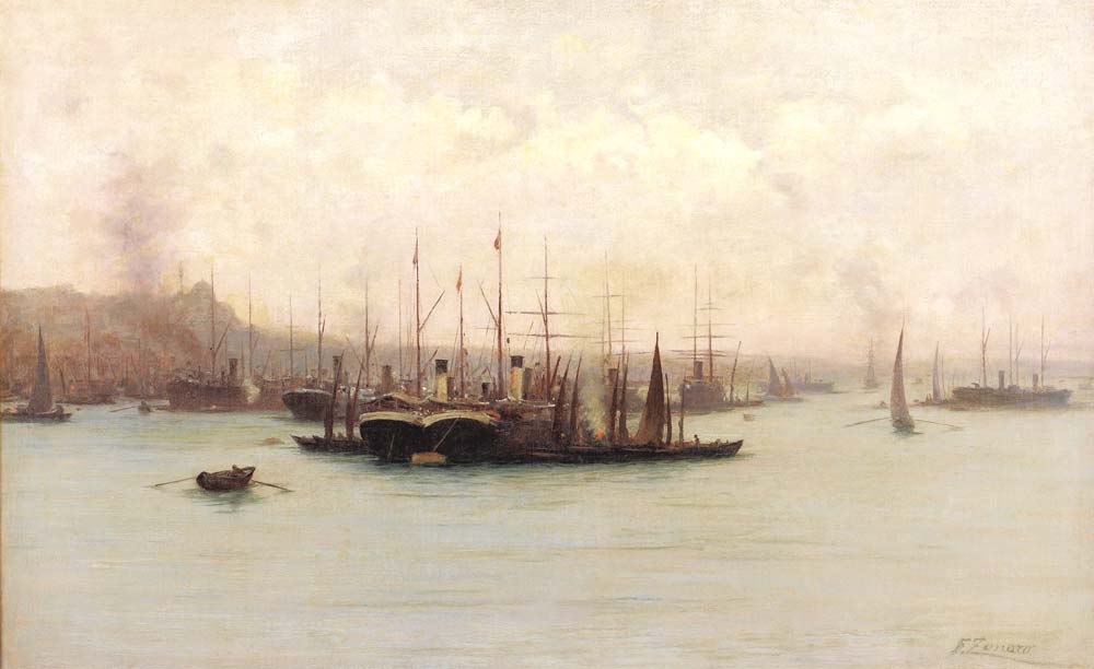 Fausto Zonaro Boğaz'da Gemiler