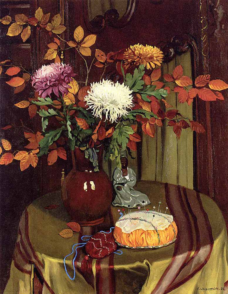 Felix Vallotton Vazoda Krizantem Buketi