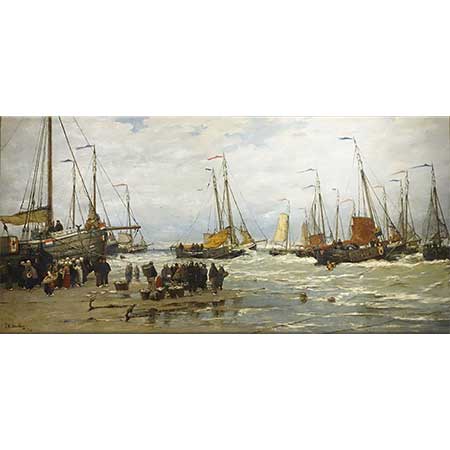 Hendrik Willem Mesdag Dalgalarda Tekneler