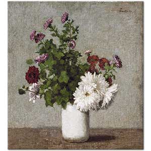 Henri Fantin Latour Vazodaki Zinyalar ve Krizantemler