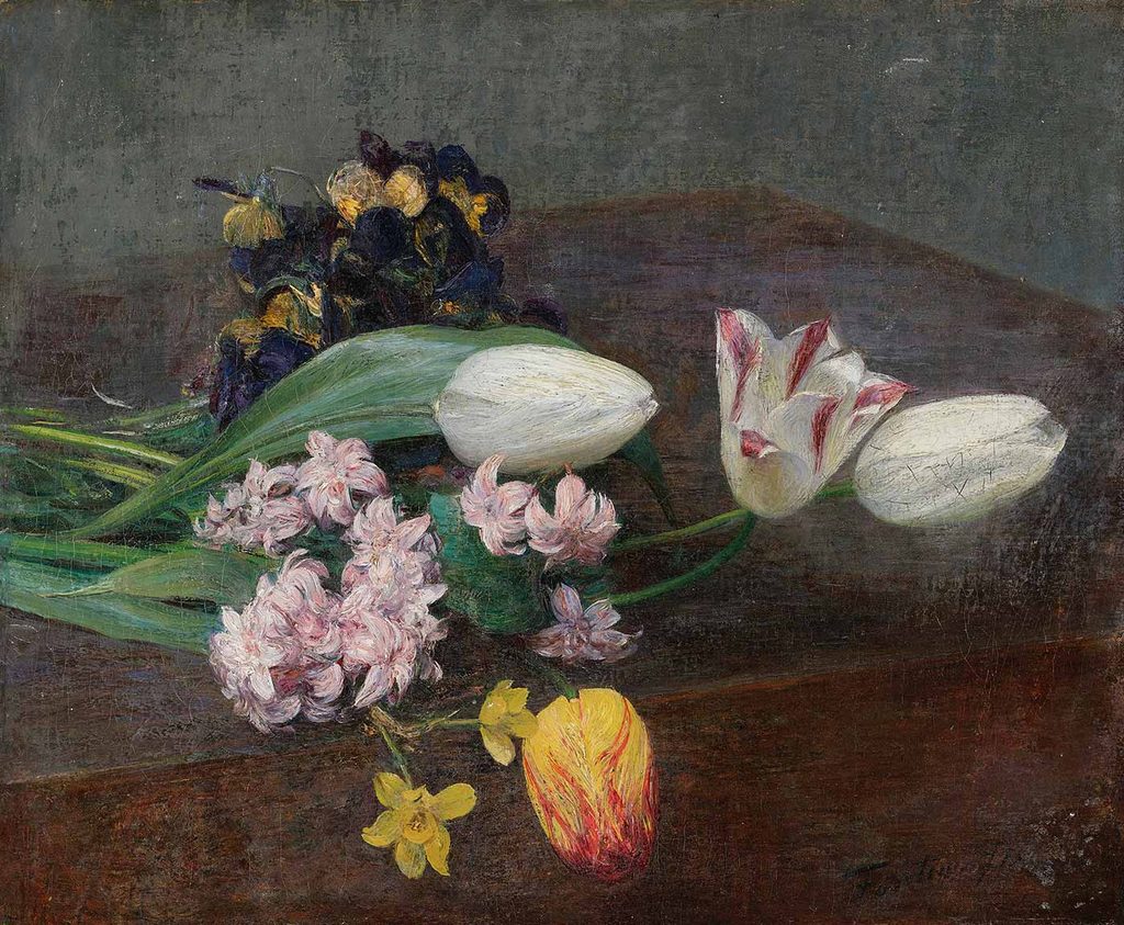 Henri Fantin Latour Sümbül Lale ve Hercai Menekşe
