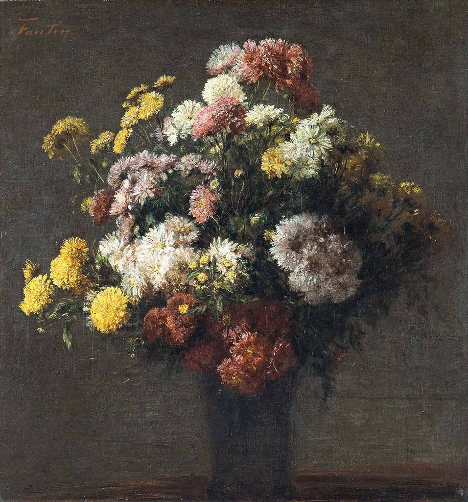 Henri Fantin Latour Vazoda Krizantemler