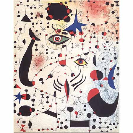 Joan Miro Seven Bir Kadındaki Rakamlar ve Yıldızlar
