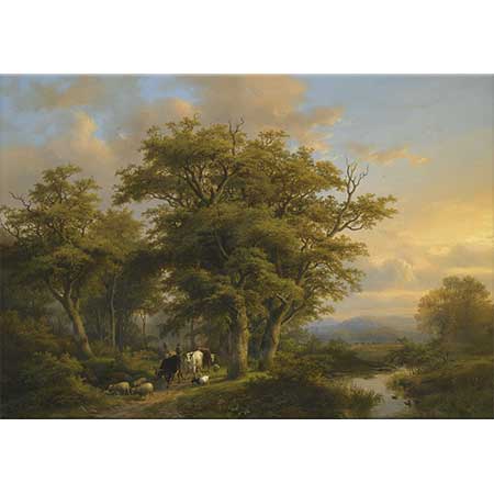 Johann Bernhard Klombeck Ağaçlı Nehir Kıyısı