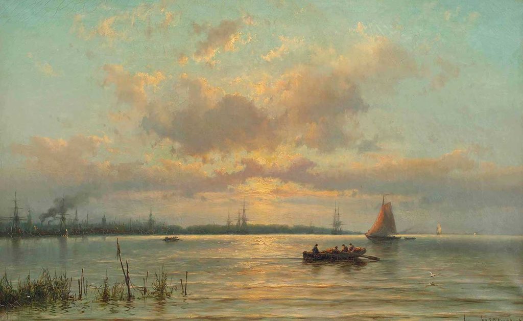 Johannes Hermanus Barend Koekkoek Durgun Denizde Sahile Geliş
