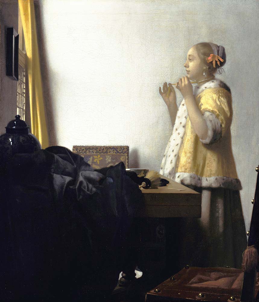 Johannes Vermeer inci Gerdanlığı ile Kadın