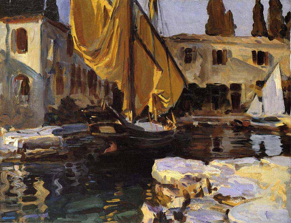 John Singer Sargent Kıyıda Yelkenli San Vigilio