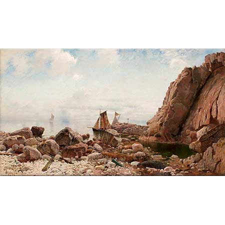 Justus Lundegard Kayalıkta Demirlemiş Yelkenliler