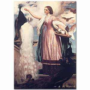 Lord Frederic Leighton Tavus Kuşlarını Besleyen Kız