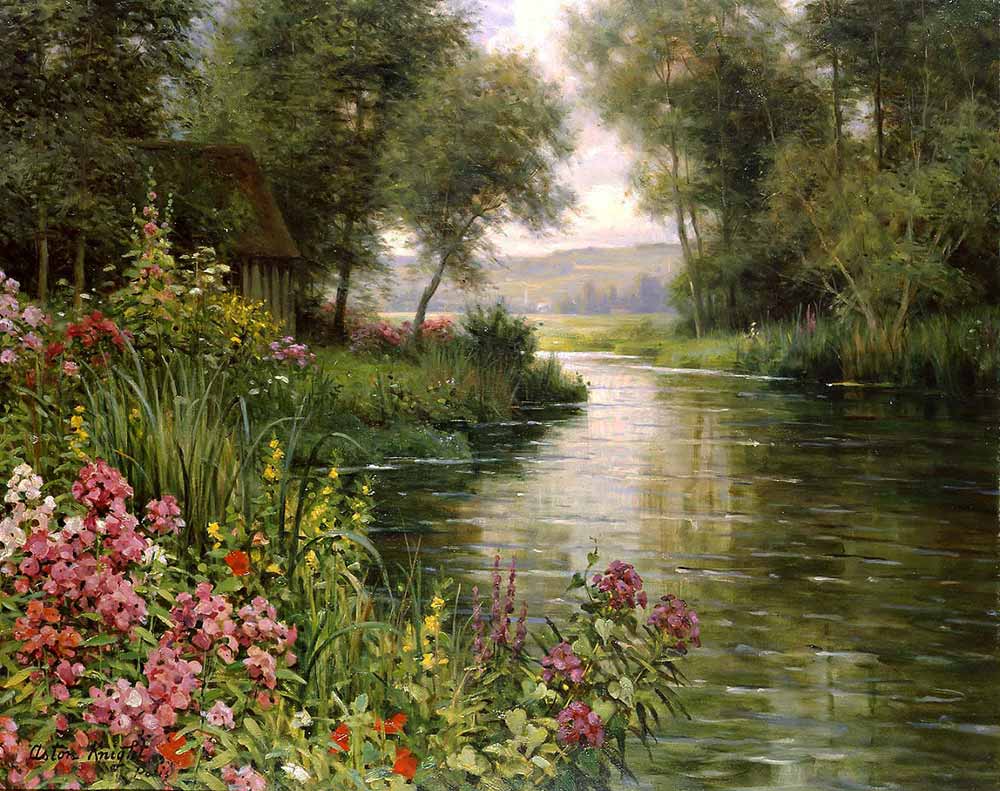 Louis Aston Knight Nehir Kıyısında Çiçekler