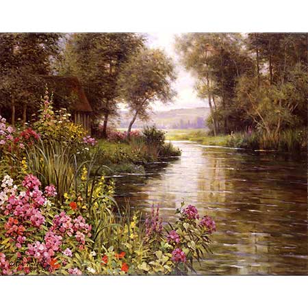 Louis Aston Knight Nehir Kıyısında Çiçekler