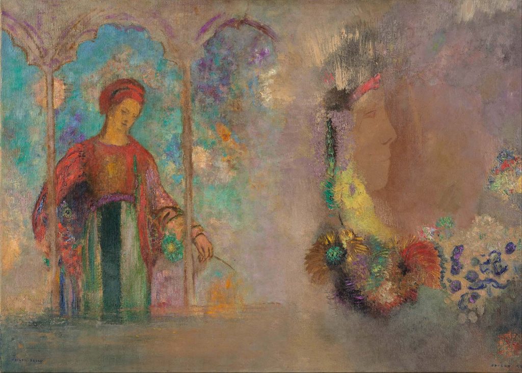 Odilon Redon Çiçekler İçinde Kadın