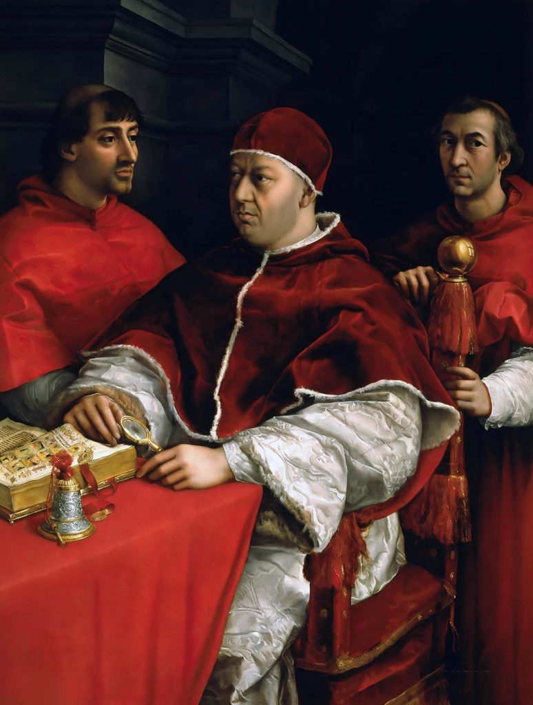 Raphael Papa Leo ve Giulio de Medici ve Luigi de Rossi