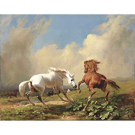 Rudolf Koller Yaklaşan Fırtınada Huysuzlaşan Atlar
